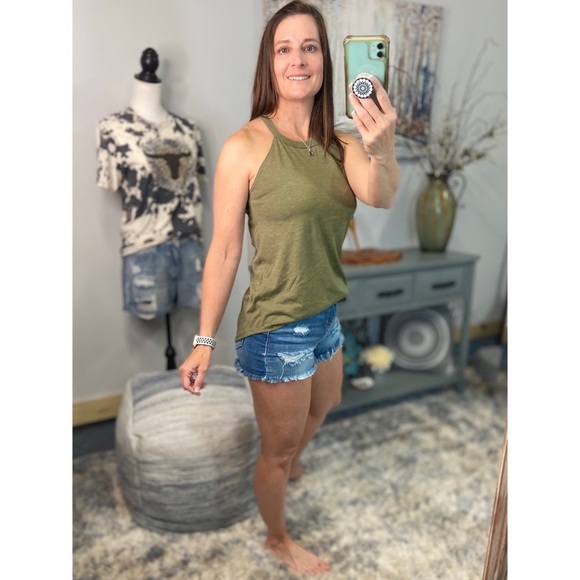 ❤️‍🔥Tri Rocker Tank Floaty Top Army Green 1722 - Picture 6 of 10